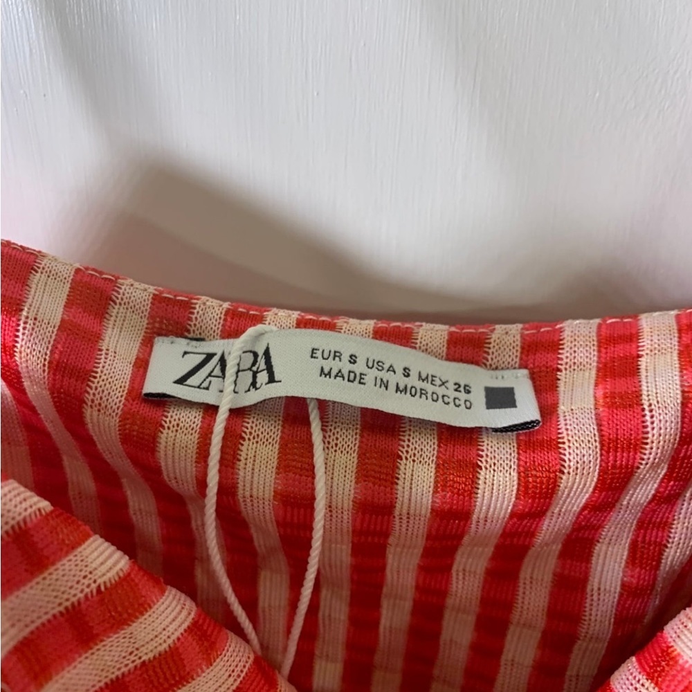 Zara Small Jacquard Red Check Midi Dress - Picture 3 of 4